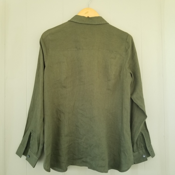 J. Jill green linen button up top small - Picture 4 of 7